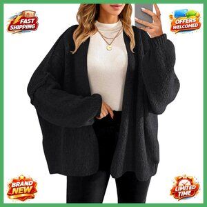 Oversized Chunky Knit Cardigan, Open Front, Long Sleeve, Fall Winter Sweater